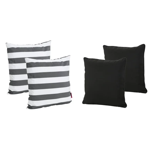La Jolla Outdoor Striped Water Resistant Square Throw Pillows - Set of 4 - Blue/White - Zigzag