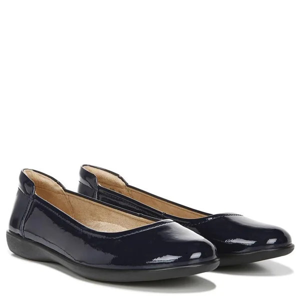 Naturalizer Flexy Flat - Women's - Navy Faux Patent Leather