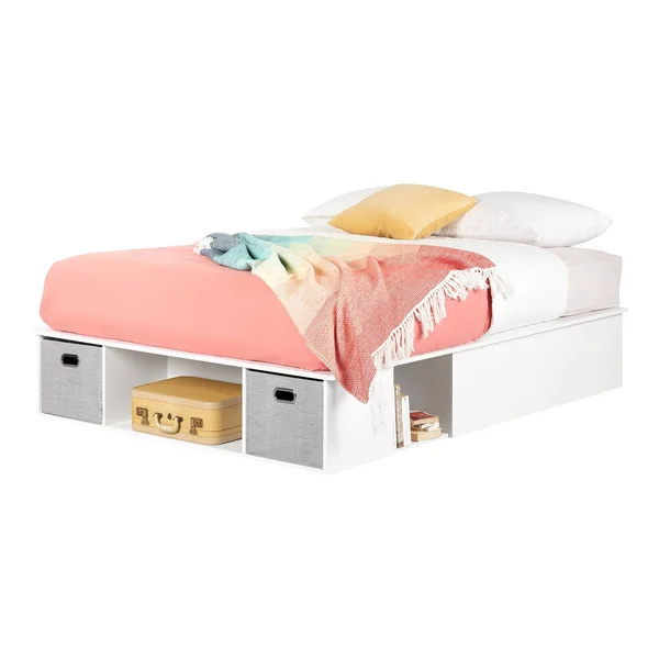 Queen Vito Storage Bed Pure White - South Shore