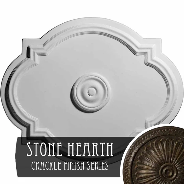 21 1/4x22W x 17 3/8x22H x 1x22P Waltz Ceiling Medallion (Fits Canopies Up to 4 1/2x22) - Hand-Painted Stone Hearth Crackle