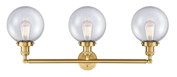 Innovations 205-SG-G204-8-LED Large Beacon 3 Light Bath Vanity Light in Satin Gold