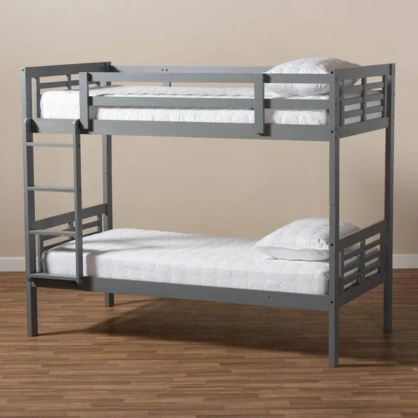 Baxton Studio Liam and Walnut Brown Finished Wood Twin Size Bunk Bed