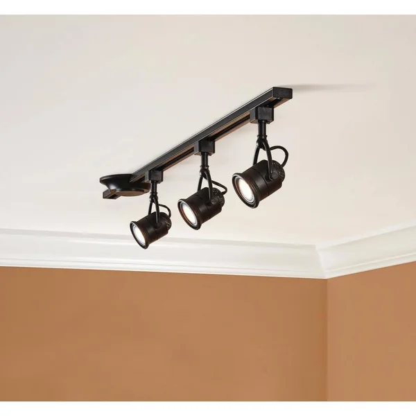 Hampton Bay 44 in. 3-Light Black LED Linear Track Lighting Retro Kit