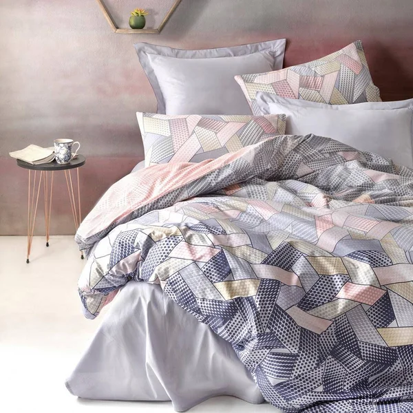 Sussexhome Blush in Gray Full Size Duvet Cover Set - Hypoallergenic - Queen