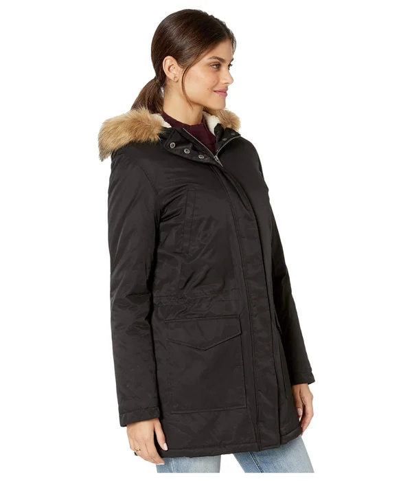 Levi&s Women's Hooded Fishtail Parka with Faux-Fur Trim - Army Green