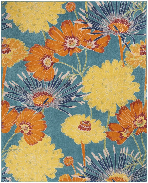 Nourison Allur ALR06 Area Rug, Turquoise Multicolor, 9& x 12&