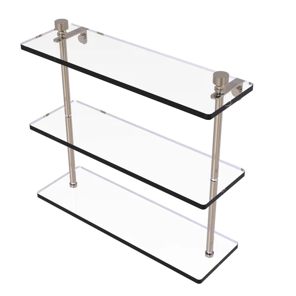 Allied Brass Foxtrot Collection 16 inch Triple Tiered Glass Shelf Antique Pewter
