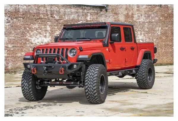 Rough Country Jeep 50-Inch Straight LED Light Bar Upper Windshield Kit w/ Dual-Row Black Series LED (2020 Gladiator JT, 18-20 Wr