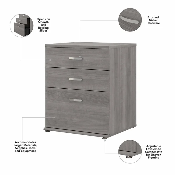 Universal 44W 3 Piece Modular Storage Set in Storm Gray - Engineered Wood