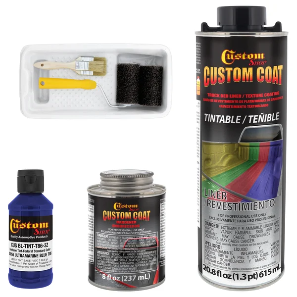 35056 Ultramarine Blue T86 - Custom Coat Urethane Spray-On Truck Bed Liner - 1 LITER - with Roller Applicator Kit