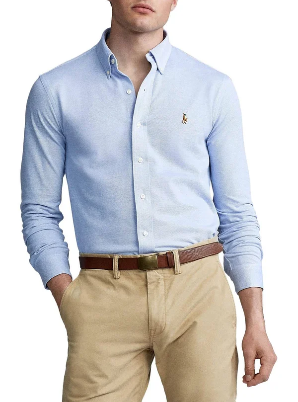 Polo Ralph Lauren Button Down Oxford Pique Shirt Harbour Island Blue