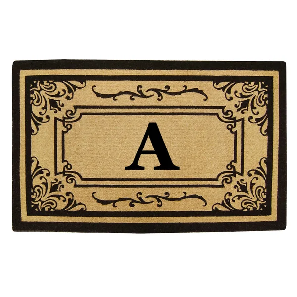 Nedia Home Heavy Duty Coco Georgetown Doormat - 18 by 30-Inch, Monogrammed A