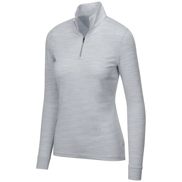 Greg Norman Ladies Heathered Mesh 1/4 Zip Stretch Mock Shark Gray