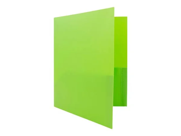 Jam Paper Plastic Pop 2-Pocket Folders with Metal Prong Fastener - Lime Green, 6/Pack (382ECligr)