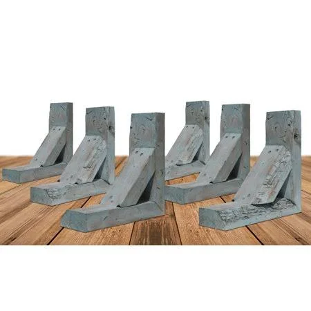 Ekena Millwork 3 1/2 inchw x 8 inchd x 12 inchh Vintage Farmhouse BRACKET - Barnwood Decor Collection, Driftwood Blue (6-Pack)