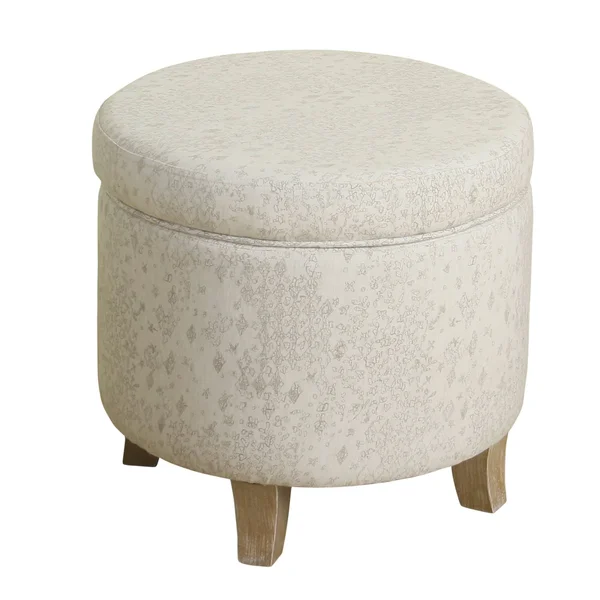 HomePop Cole Classics Round Storage Ottoman - Linen