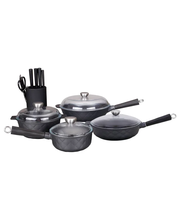 7.9 inch Aluminum Greblon C2 Non-Stick Heat Resistant Coating Full Induction Low Saute Pan with Glass Lid
