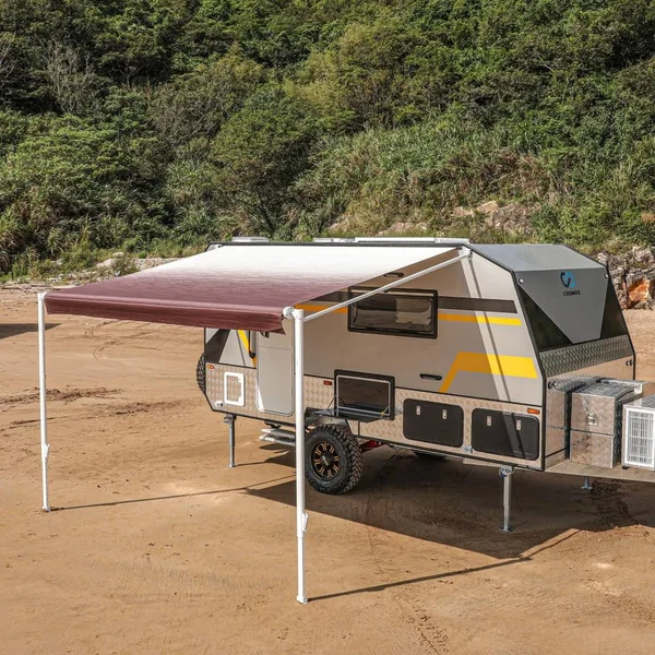 Aleko 12&x8& Retractable RV/Patio Awning - Burgundy Fade Color, Red