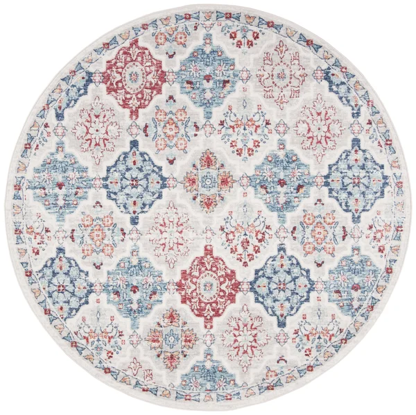 Safavieh Brentwood BNT815A 6&7x22 x 6&7x22 Round Cream - Blue Area Rug
