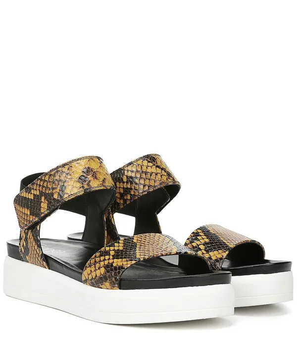 Franco Sarto Women's Kana Platform Sandal, Yellow Leather