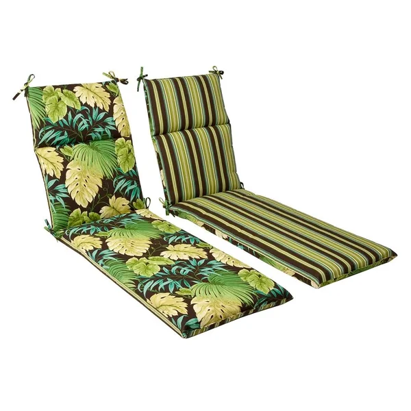 Pillow Perfect Reversible Tropique Outdoor Chaise Lounge CUSHION - Green