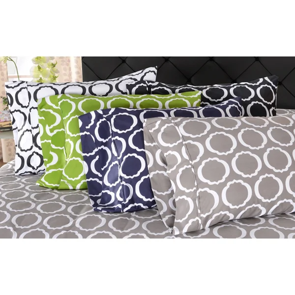 Superior Scroll Park Cotton Rich 600 Thread Count Sheet Set, California King, White/Black