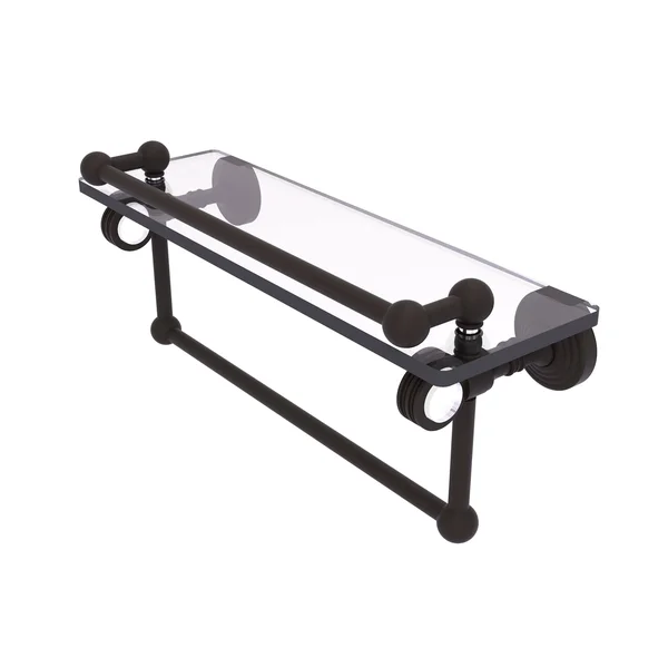 Pacific Grove Collection Glass Shelf with Gallery Rail and Towel Bar with Dotted Accents - Oil Rubbed Bronze - 16 inch