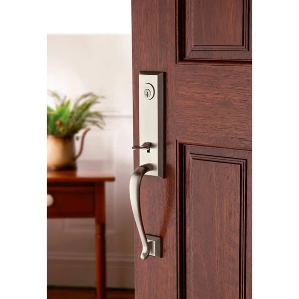 Baldwin SC.DELXFED.R.TSR.112.S Single Cylinder Del Mar Handleset Right Hand Federal Lever & Traditional Square Rose with Sma