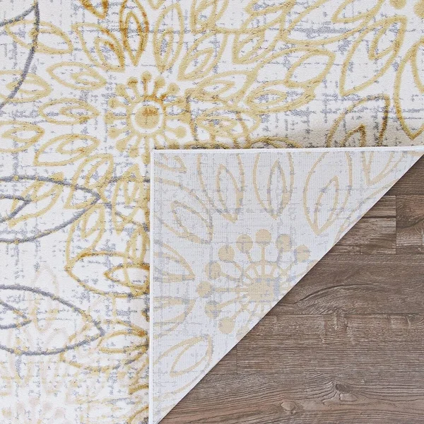 Couristan 6&6x22 x 9&6x22 Ivory/Steel Blue Calinda Summer Bliss Area Rug