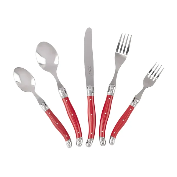 French Home Laguiole 20 Piece Stainless Steel Flatware Set, Service for 4, Scarlet RED.