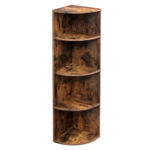 VASAGLE 4-Tier Corner Shelf Unit, Freestanding Display Storage Shelves and Wooden Bookcase, for Kitchen, Living Room, Study