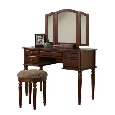 Robillard Vanity Set with Mirror Astoria Grand Color: Brown