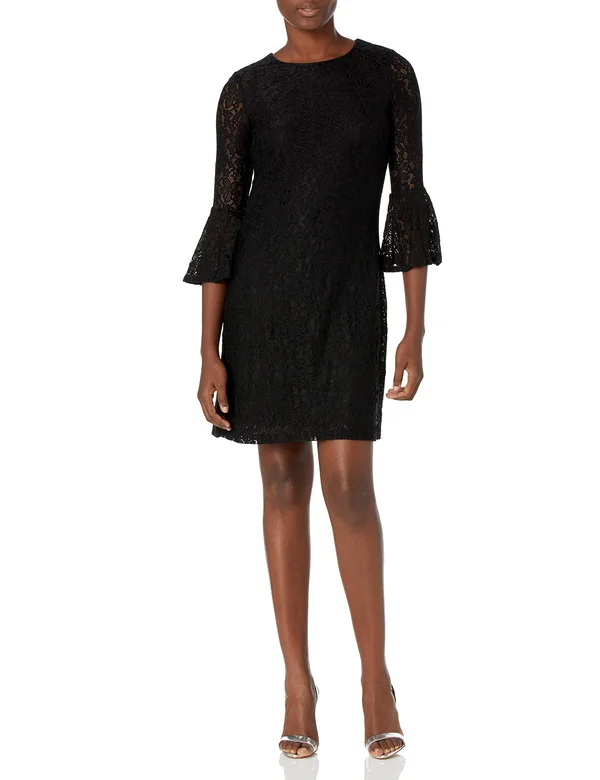 Tommy Hilfiger Lace Bell-Sleeve A-Line Dress - Black