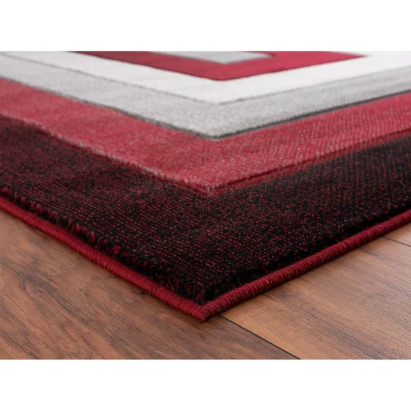 MDA Home Orelsi Burgundy/Gray Polypropylene Area Rug - 8&7x22 x 11&11x22