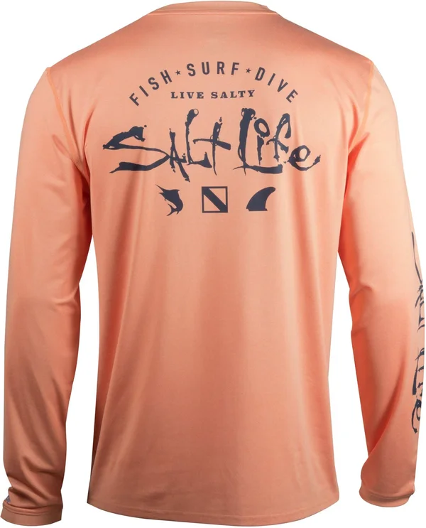 Salt Life Men's Watermans Trifecta Performance Long Sleeve Shirt, Large, Orange