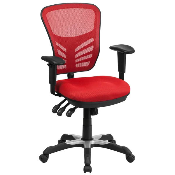 Flash Furniture Black/White Mid Back Mesh Multifunction Executive Swivel Ergonomic Office Chair with Adjustable Arms