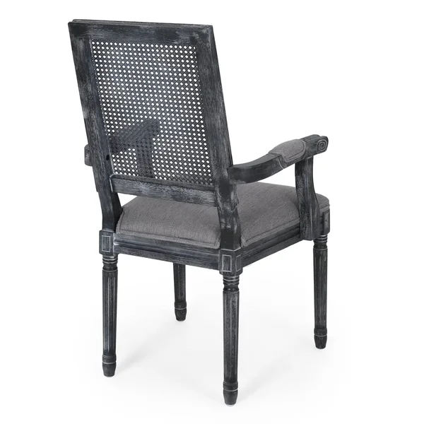 Set of 4 Maria French Country Wood and Cane Upholstered Dining Chairs Gray - Christopher Knight Home