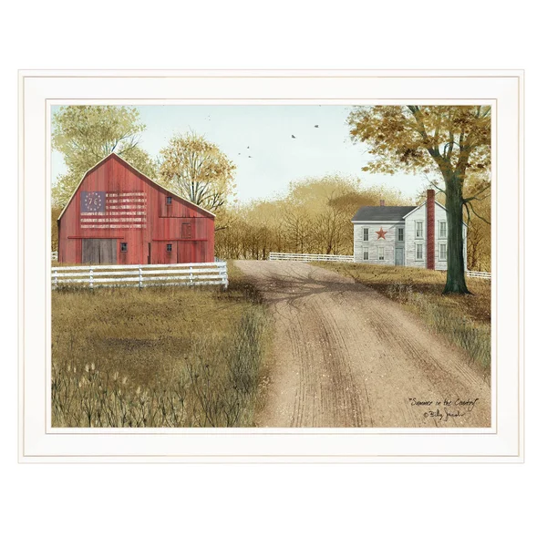TrendyDecor4U Summer in The Country by Billy Jacobs, Ready to Hang Framed Print, White Frame