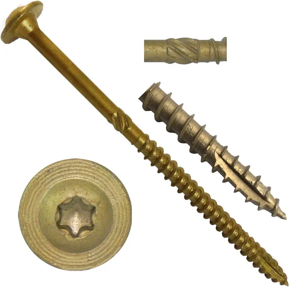 #15 x 5x22 Construction Lag Screw Exterior Coated Torx/Star Drive Heavy Duty STRUCTURAL Lag Screw Far Superior to Common Lag Scr