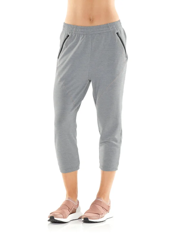 Icebreaker Women's Cool-Lite Momentum 3Q Pant - Large - Fossil - Snow Heather