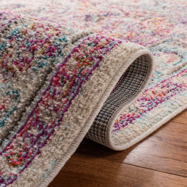 Safavieh Madison Edwyna Distressed Area Rug, Beige/Fuchsia, 6&7 inch x 6&7 inch Square