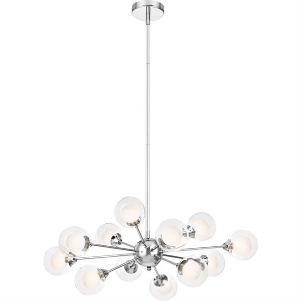 Chandelier 12 Light Steel Polished Chrome Finish with Clear Opal Glass - 71-BEL-2749125 - Bailey Street Home