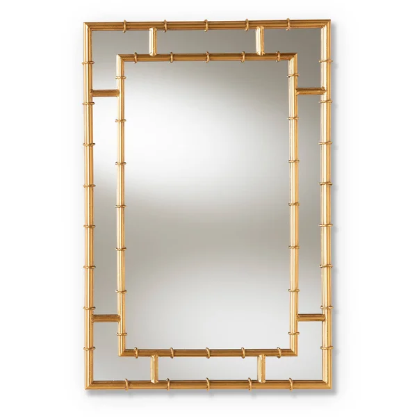Baxton Studio Adra Gold Finished Bamboo Accent Wall Mirror