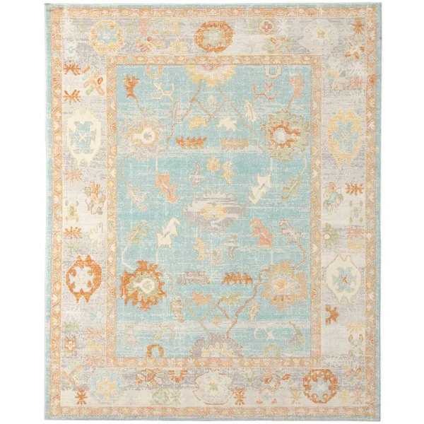 Amer Bohemian BHM-3 Area Rug, Aqua, 8&9x22 x 11&9x22 Rectangle