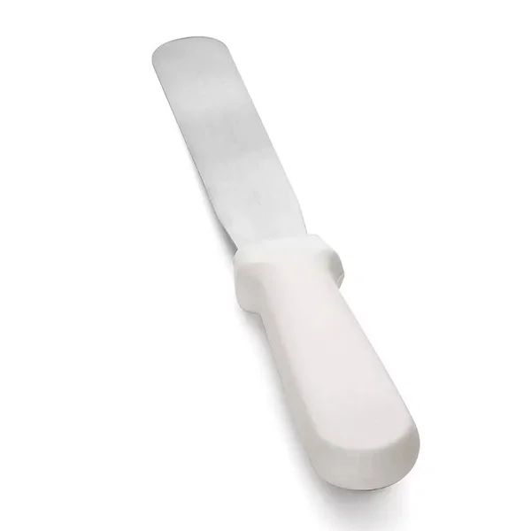 Tablecraft 6x22 Stainless Steel Icing Spatula - with White ABS Handle, 12 Packs
