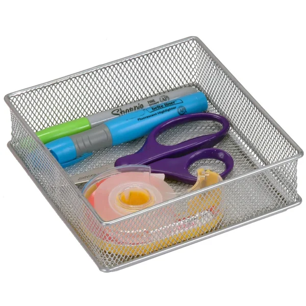 YBM Home Silver Mesh Desk Drawer Organizer Tray for Home and Office (12, 3x6x2 inch)