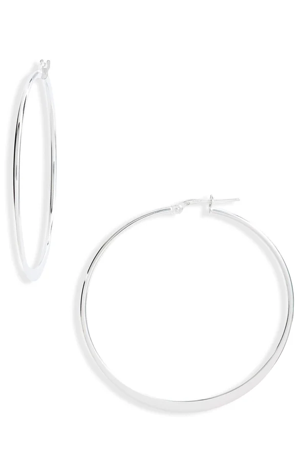 Women's Argento Vivo Sterling Silver Large Flat Hoop Earrings