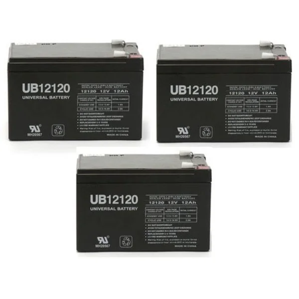 Universal Power Group 12V 12Ah F2 Razor Battery Fits MX500 & Mx650, W15128190003 Better Than OEM - 3 Pack