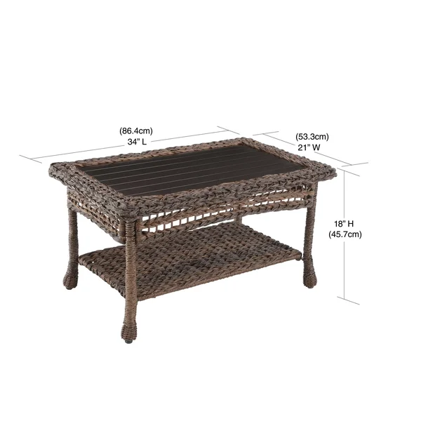 W Unlimited Modern Concept Faux Sea Grass Rattan Coffee Table - Brown
