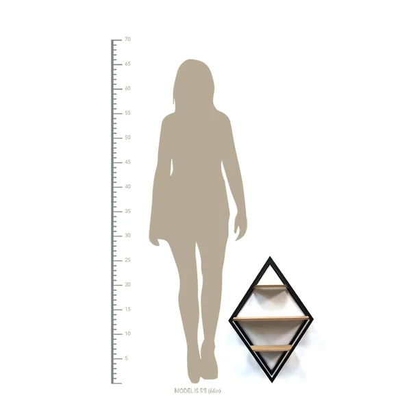 Diamond Wood & Metal Shelf Wall Decor